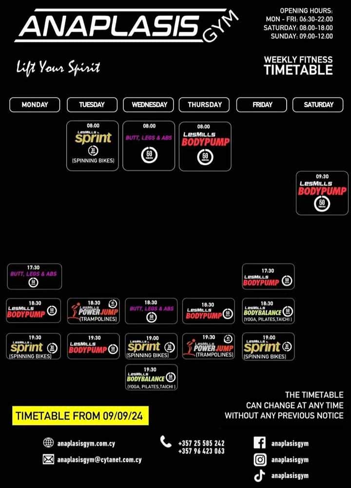 anaplasis gym classes timetable sep24